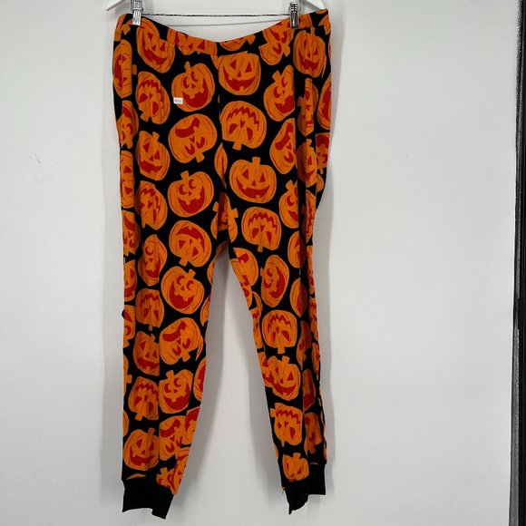 Hyde and Eek Women's Pull On Pumpkin Jack-o-Lantern Pajama Pants Orange 1X NWOT - Picture 2 of 6